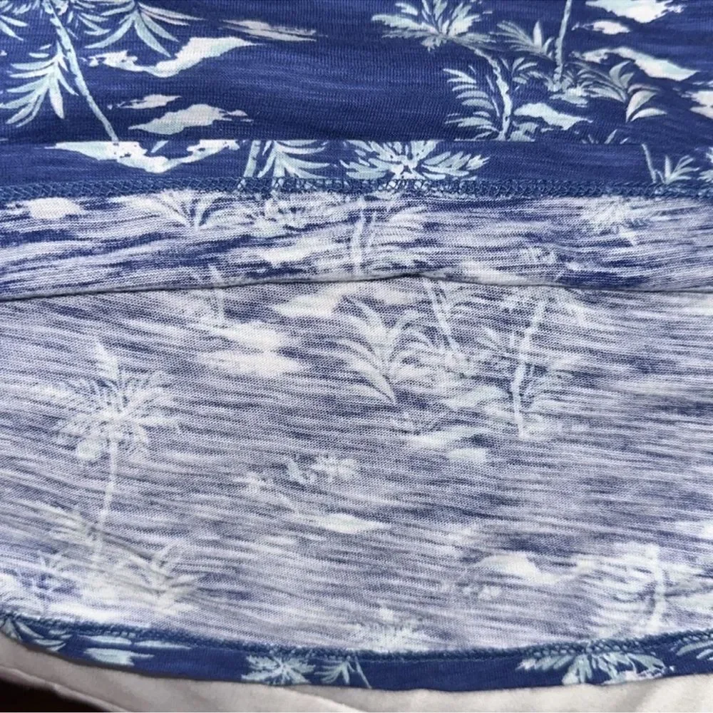 GAP XXL Blue White Teal Tropical Beach Print Short Sleeve Crew Cotton Tee